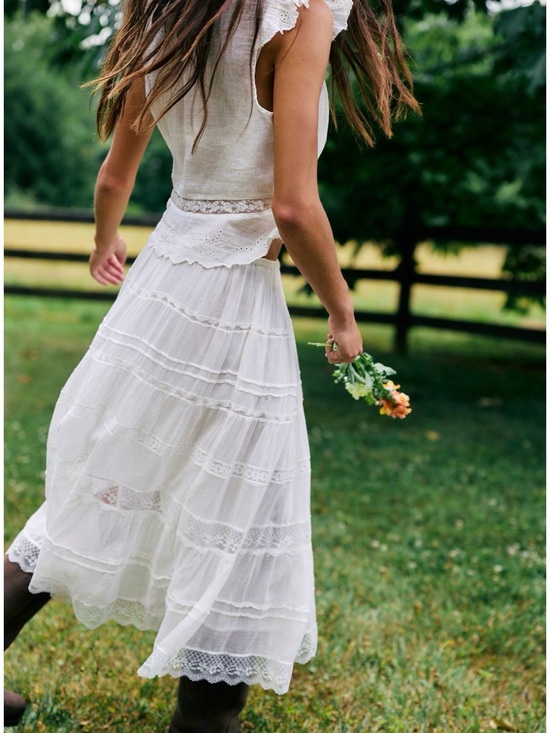 Free People Dresses & Skirts - FP One Lily Lace Midi Skirt